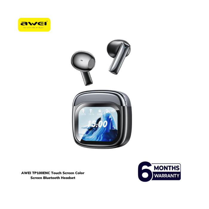 AWEI TP100ENC Touch Screen Color Screen Bluetooth Headset
