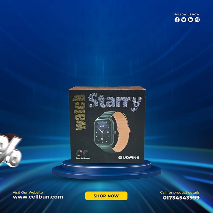 Udfine Watch Starry 1.8” HD Display Bluetooth Call Smartwatch Double Straps
